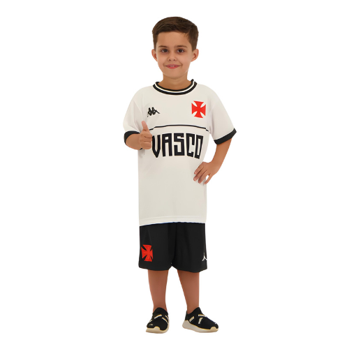 Kit Infantil Vasco Supporter 2023/24 Branco e Preto